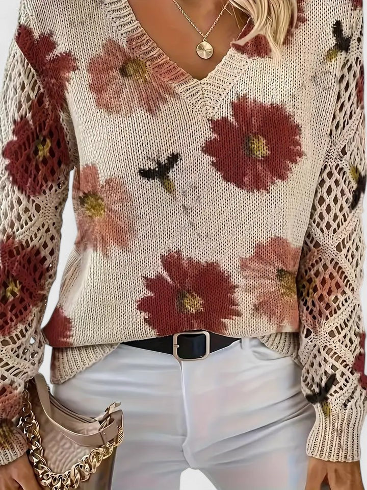 Sarah - Elegant jumper with floral pattern
