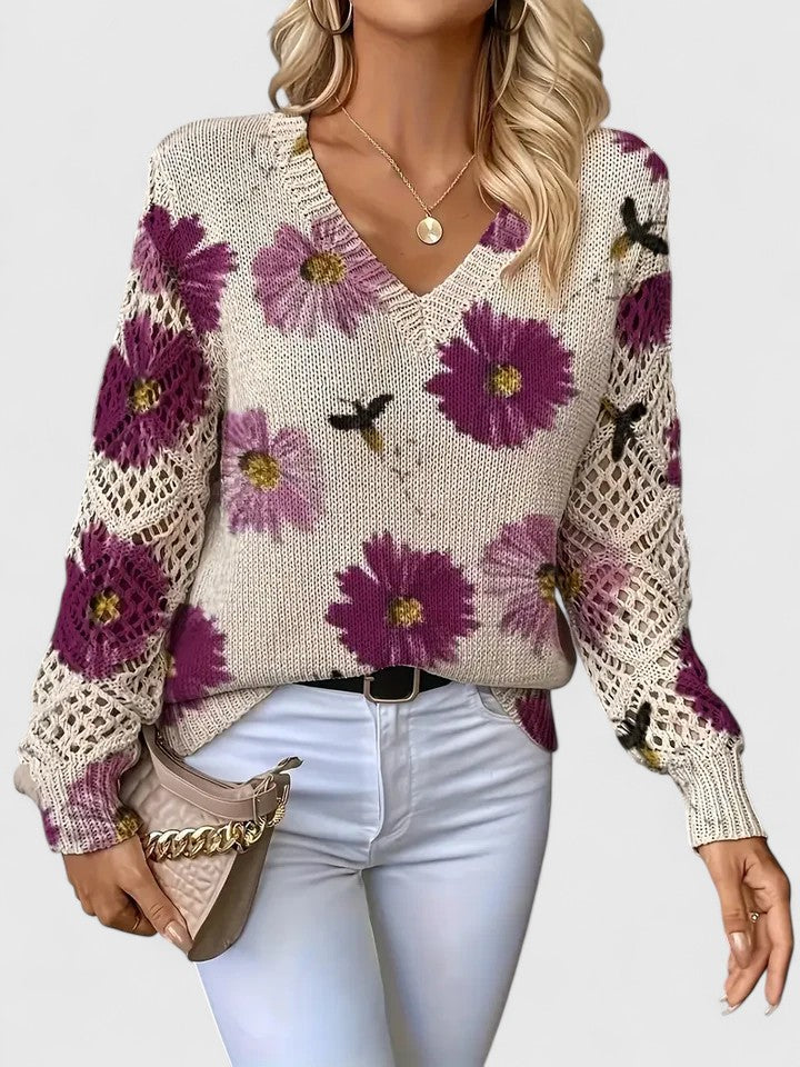 Sarah - Elegant jumper with floral pattern