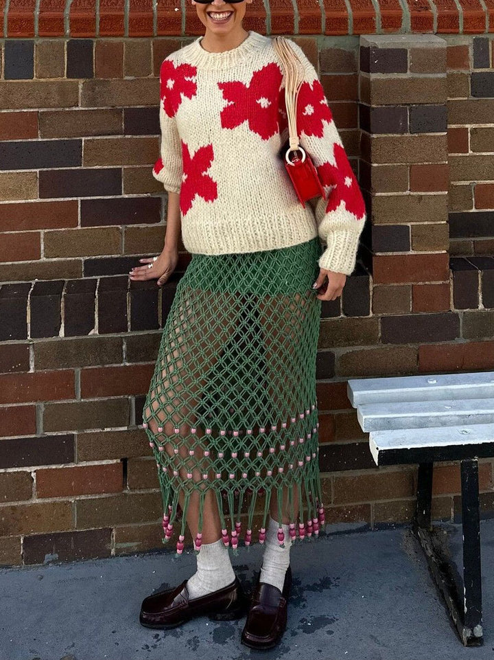 Thalia - All-Match Crew Neck Floral Sweater