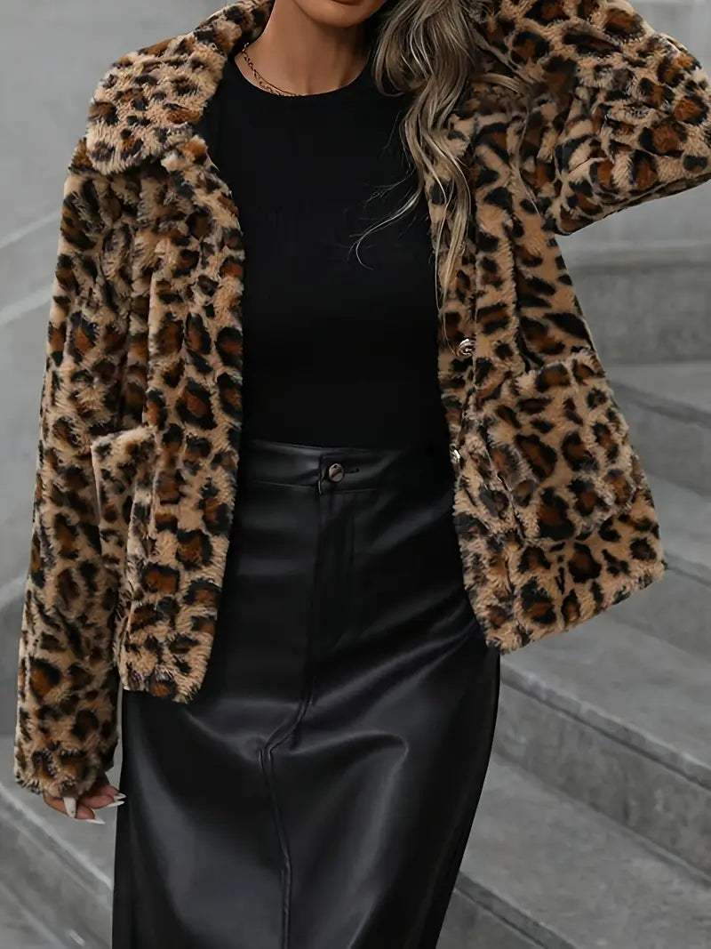 Harper - Jacket with Leopard Print and Collar