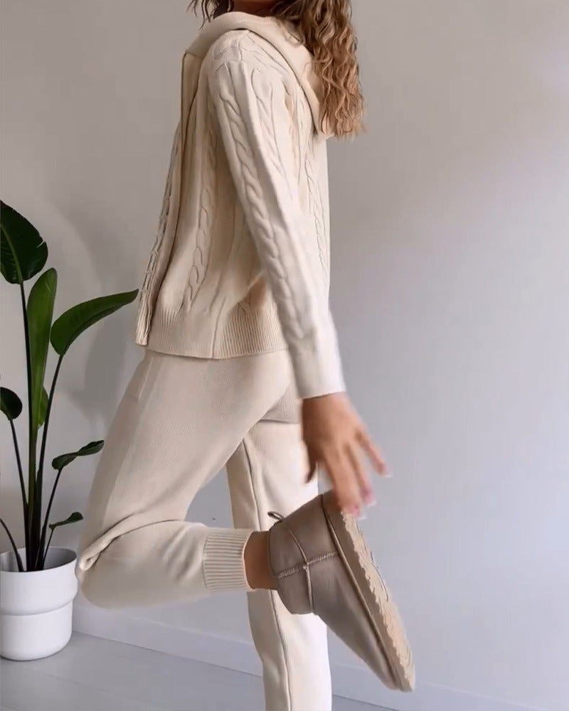 Aria - Casual Twist Jacquard Two Piece Set