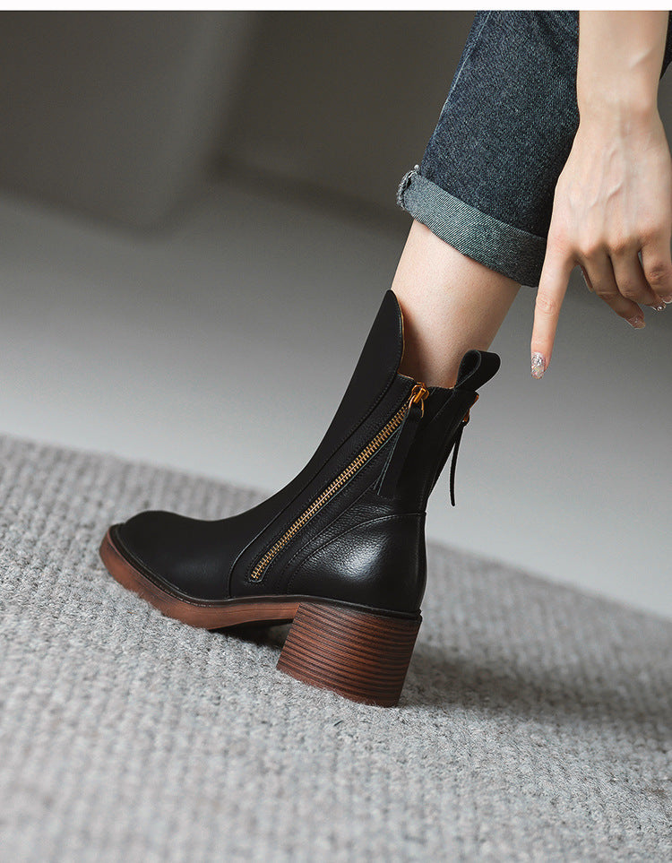 Clara - Leather Ankle Boots