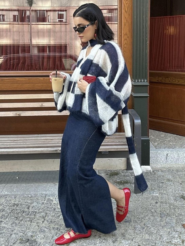 Aurelia - Cozy Stripe Sweater Cardigan