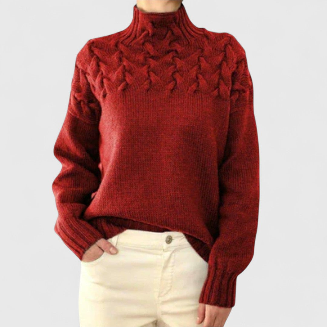 Elizabeth - Women's Sweater with Cable Knit Detail