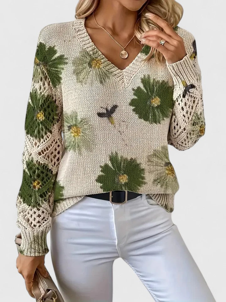 Sarah - Elegant jumper with floral pattern