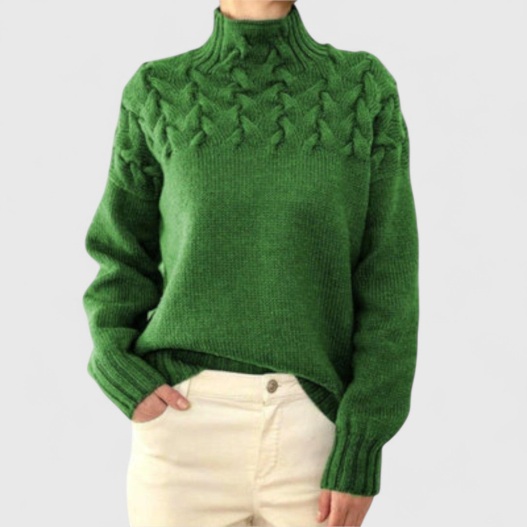 Elizabeth - Women's Sweater with Cable Knit Detail