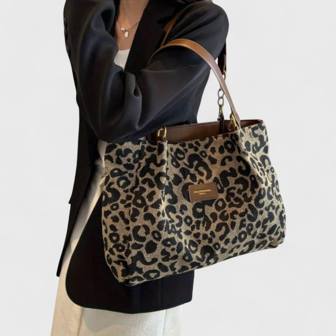 Eliana - Leopard Print Canvas Shopping Bag