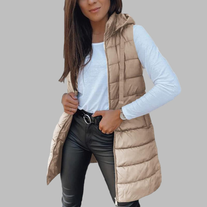 Julia - Casual Sleeveless Hood Long Puffer Vest
