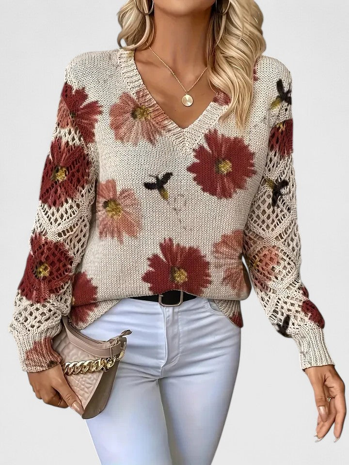 Sarah - Elegant jumper with floral pattern