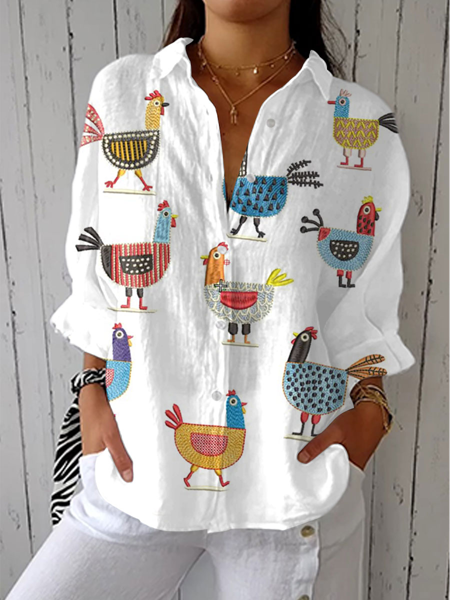 Talia - Playful Hen Blouse