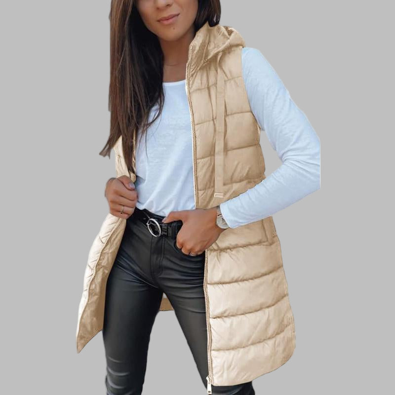 Julia - Casual Sleeveless Hood Long Puffer Vest