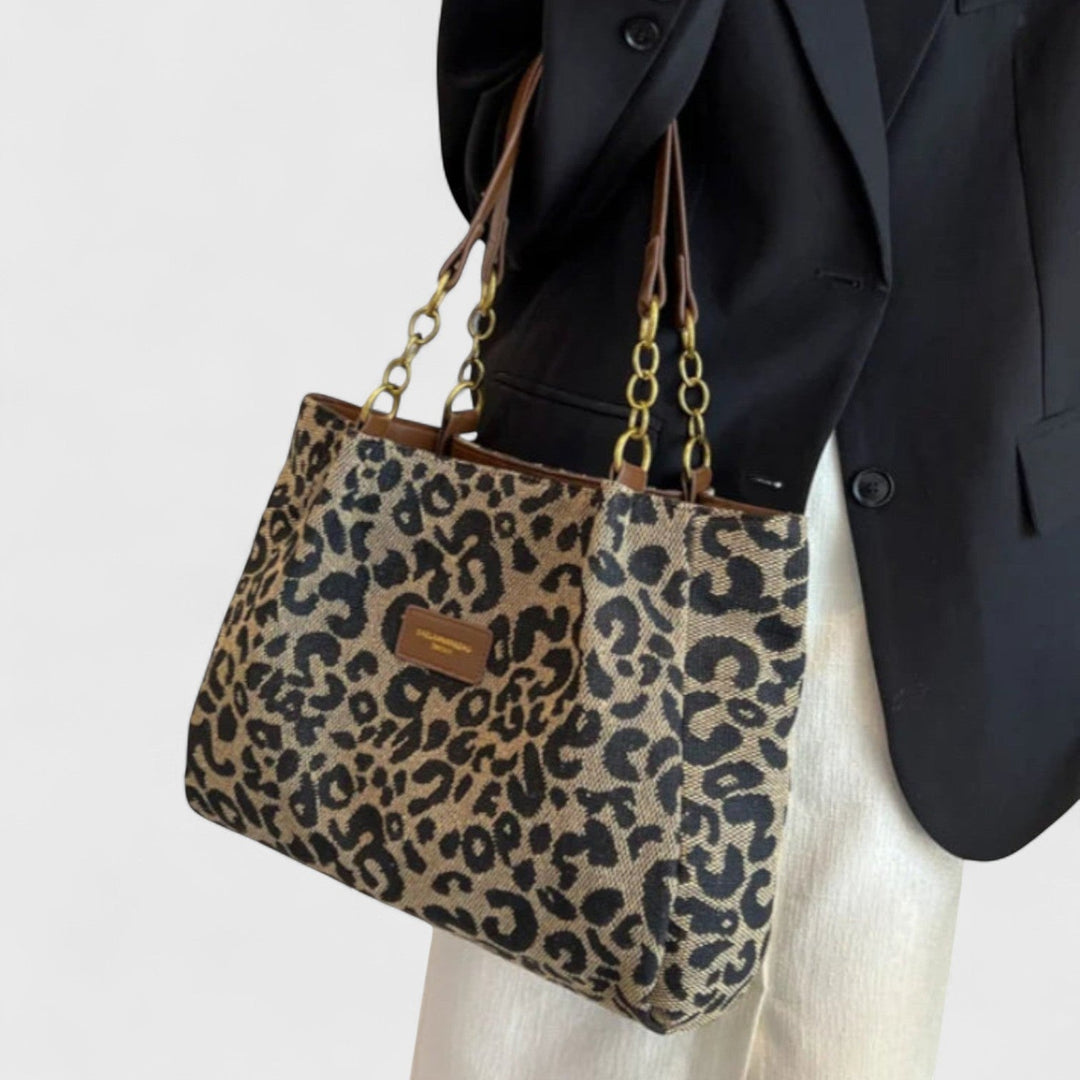 Eliana - Leopard Print Canvas Shopping Bag