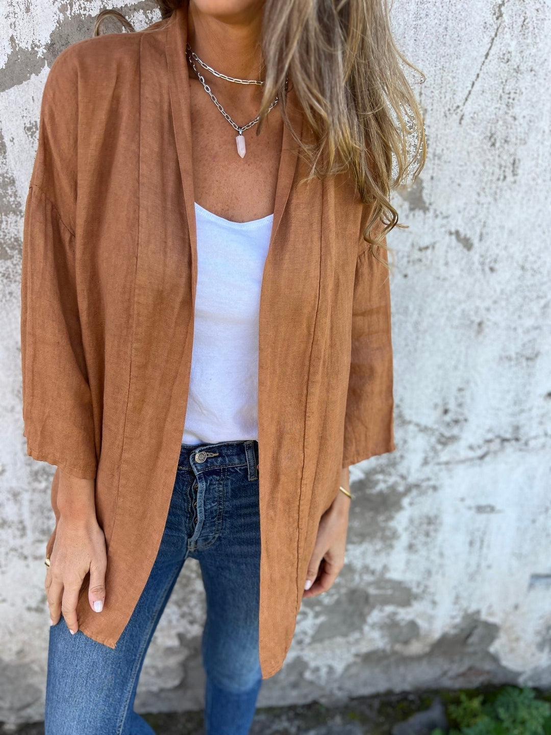 Melisandre - Linen Knitted Cardigan with Ruffles