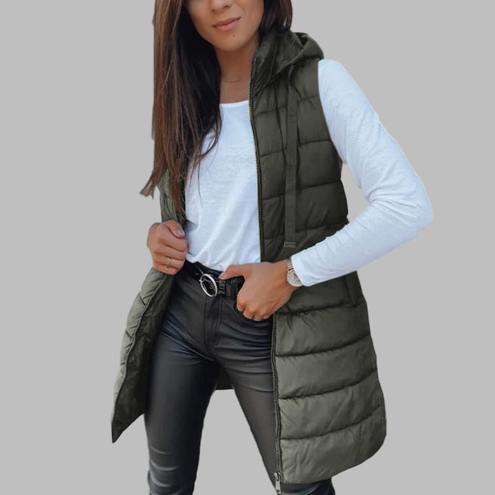 Julia - Casual Sleeveless Hood Long Puffer Vest