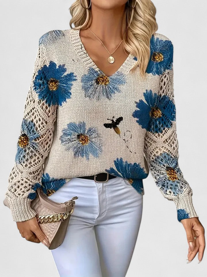 Sarah - Elegant jumper with floral pattern