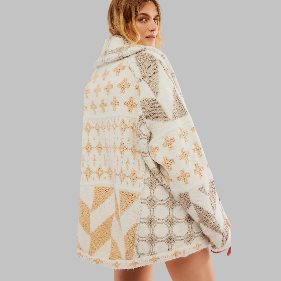 Margaux - Vintage Button Down Collar Long Sleeve Oversized Cardigan