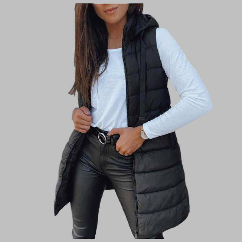 Julia - Casual Sleeveless Hood Long Puffer Vest