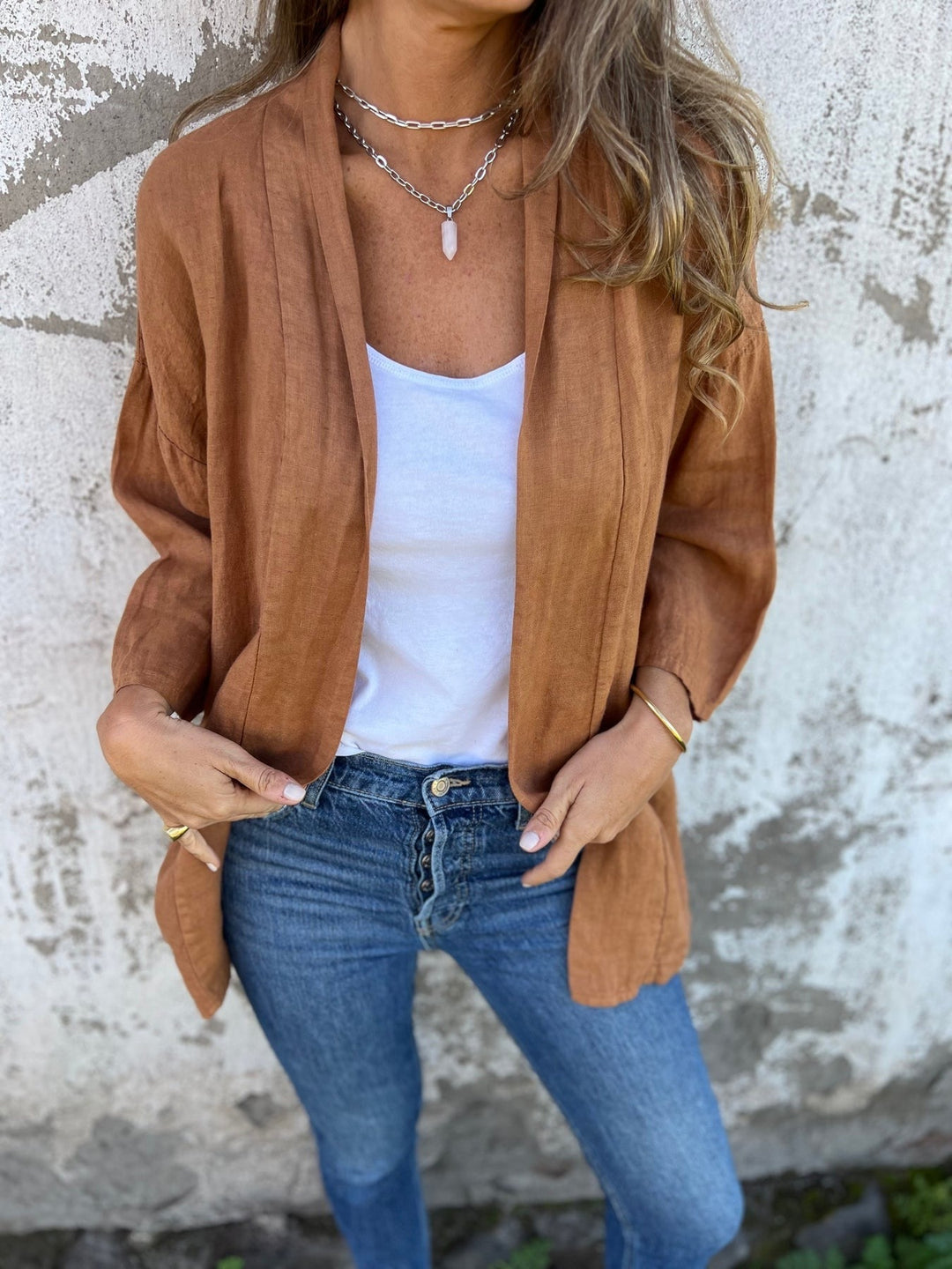 Melisandre - Linen Knitted Cardigan with Ruffles