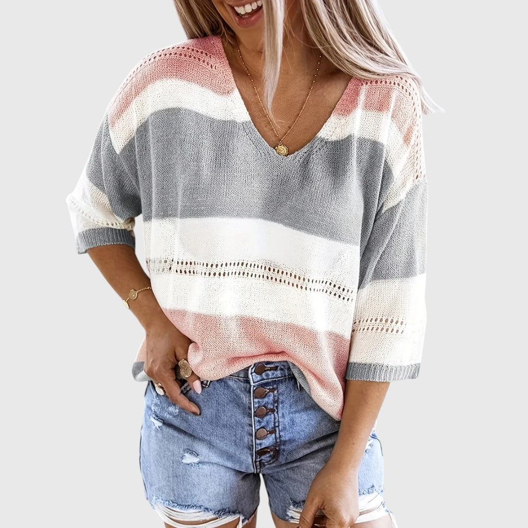 Primrose - Striped V-Neck Sweater