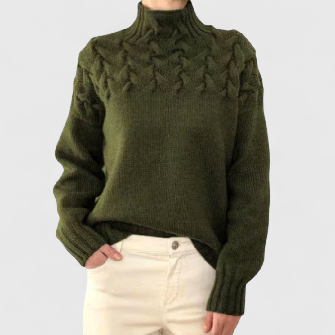 Elizabeth - Women's Sweater with Cable Knit Detail