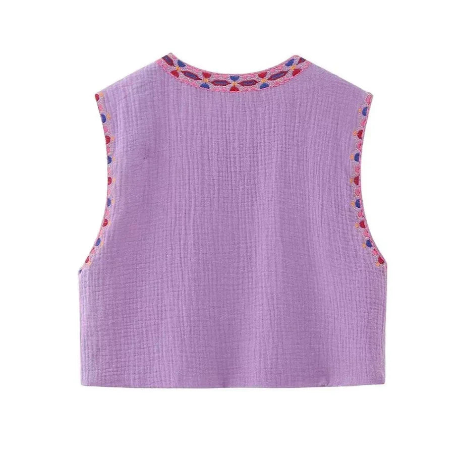 Amelia - Vintage Embroidered Boho Vest