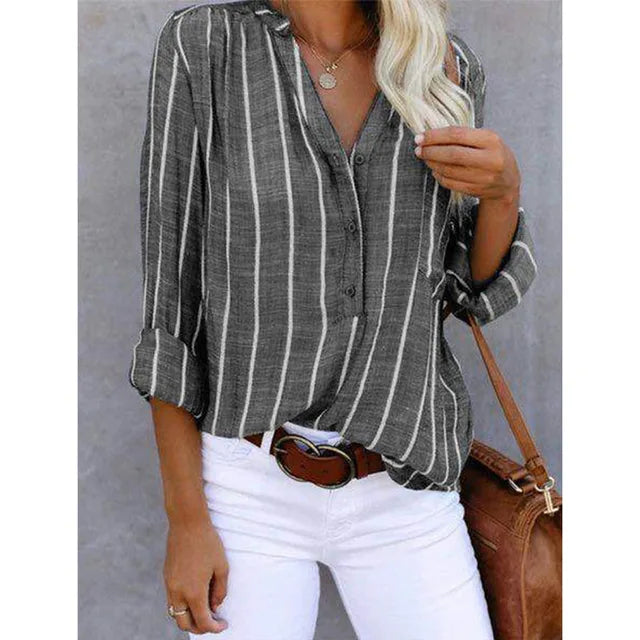 Verity - Striped Button-Up Shirt