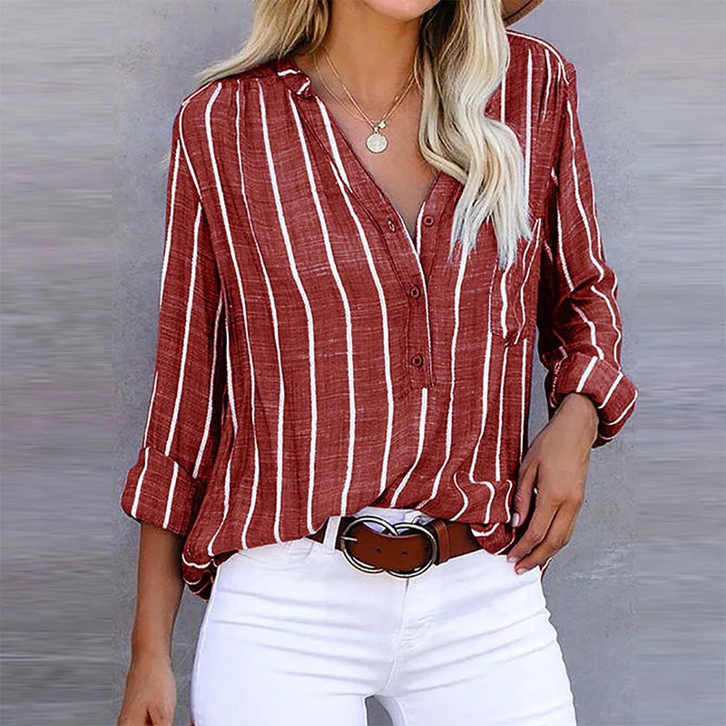Verity - Striped Button-Up Shirt