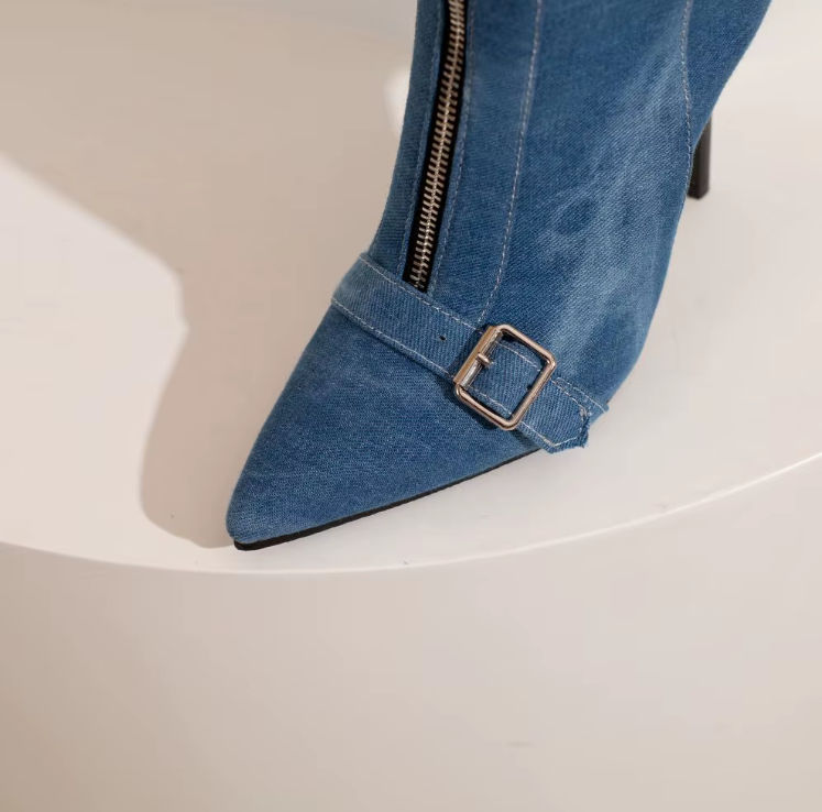 Serena - Denim Buckle Bootie