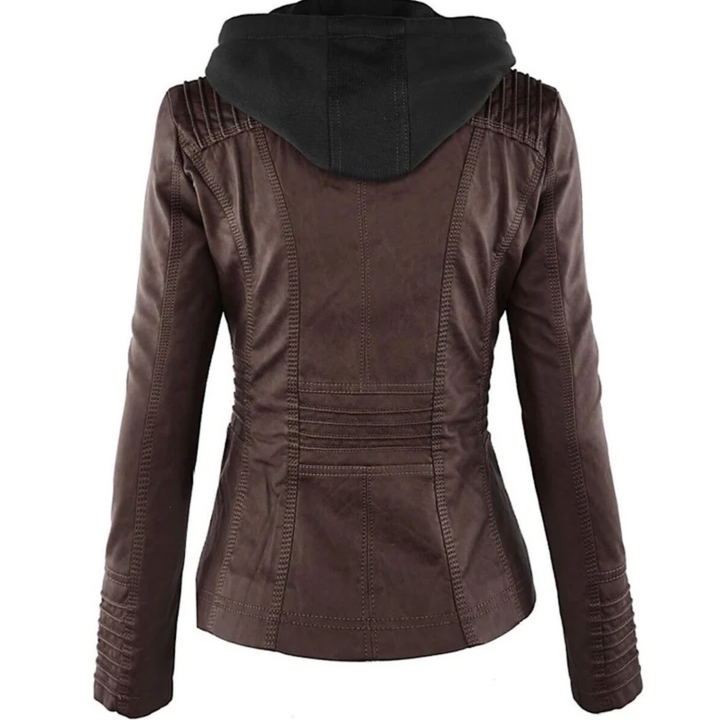 Martha - Leather Jacket with Hood