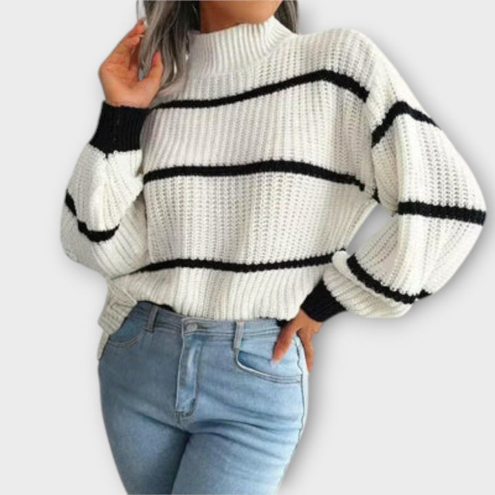 Eleanor - Turtleneck Sweater with Stripes