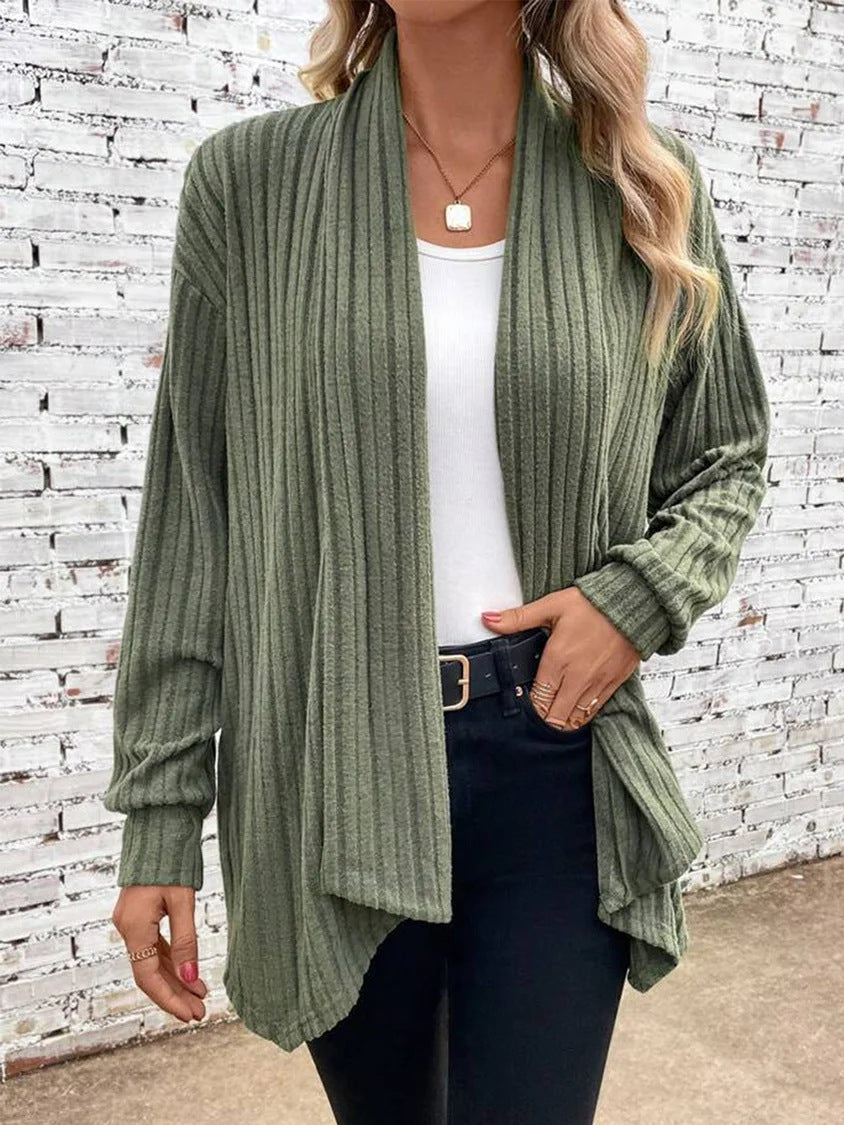 Esmeralda - Ribbed Drape Cardigan