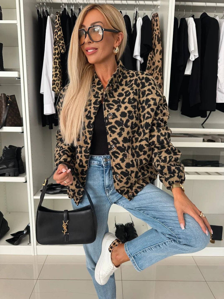 Brielle - Trendy Jacket with Leopard Print