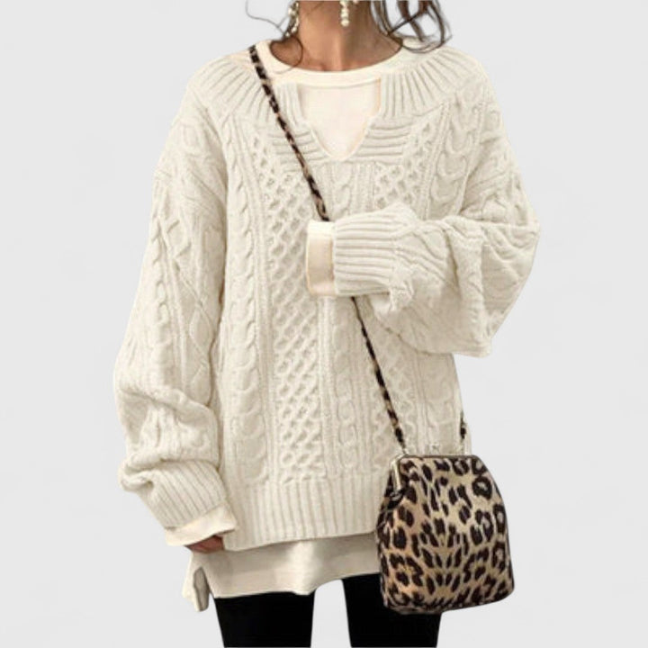Eliza - Oversized Knit Sweater with Cable Pattern