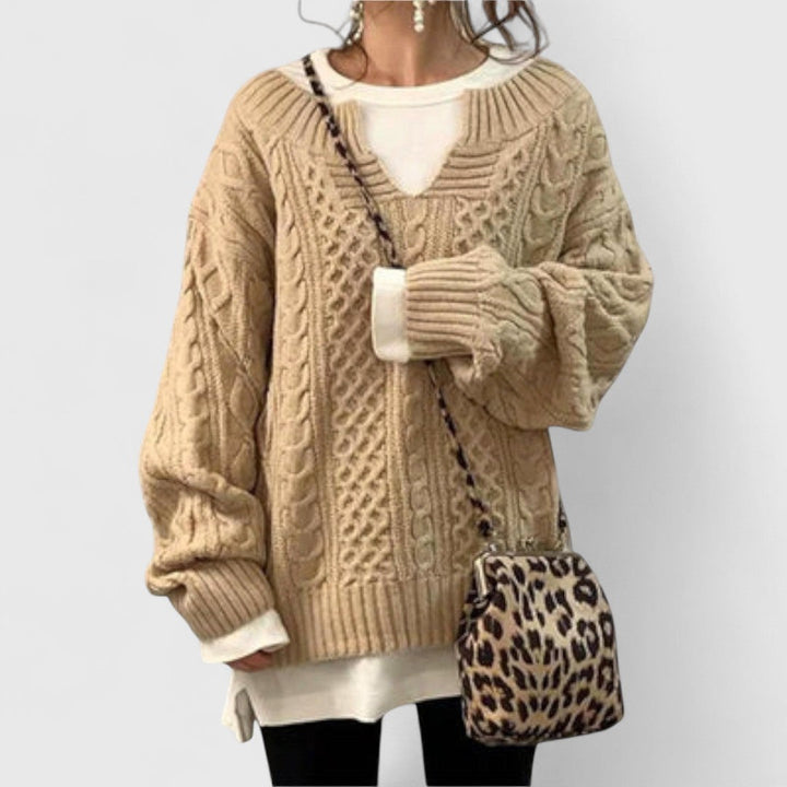 Eliza - Oversized Knit Sweater with Cable Pattern