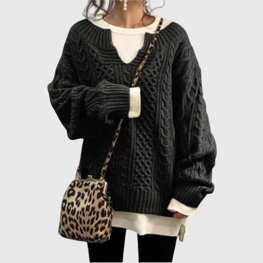 Eliza - Oversized Knit Sweater with Cable Pattern
