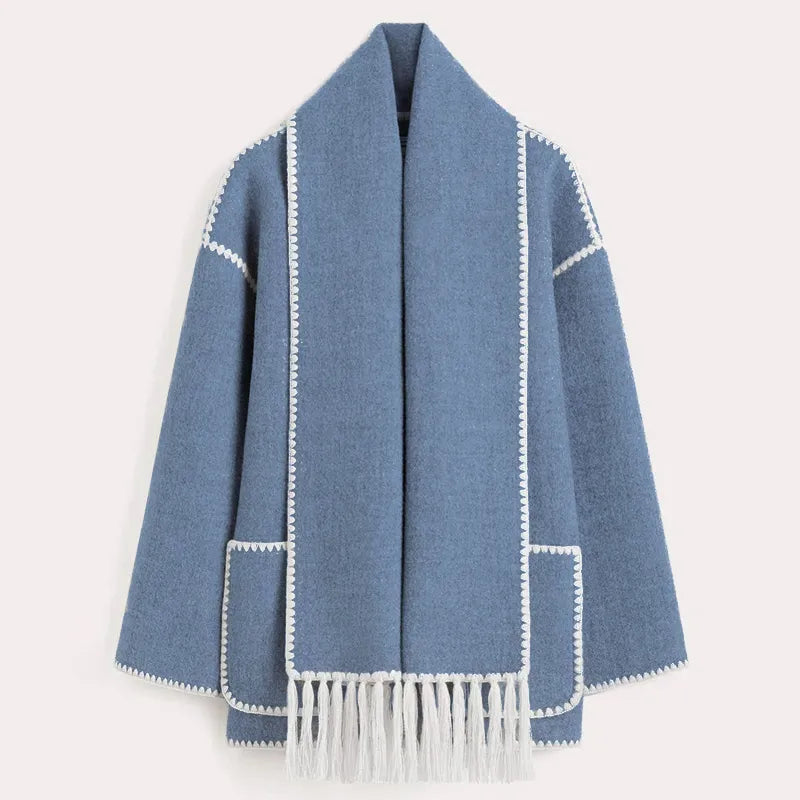 Seren - Fringed Jacket with Scarf