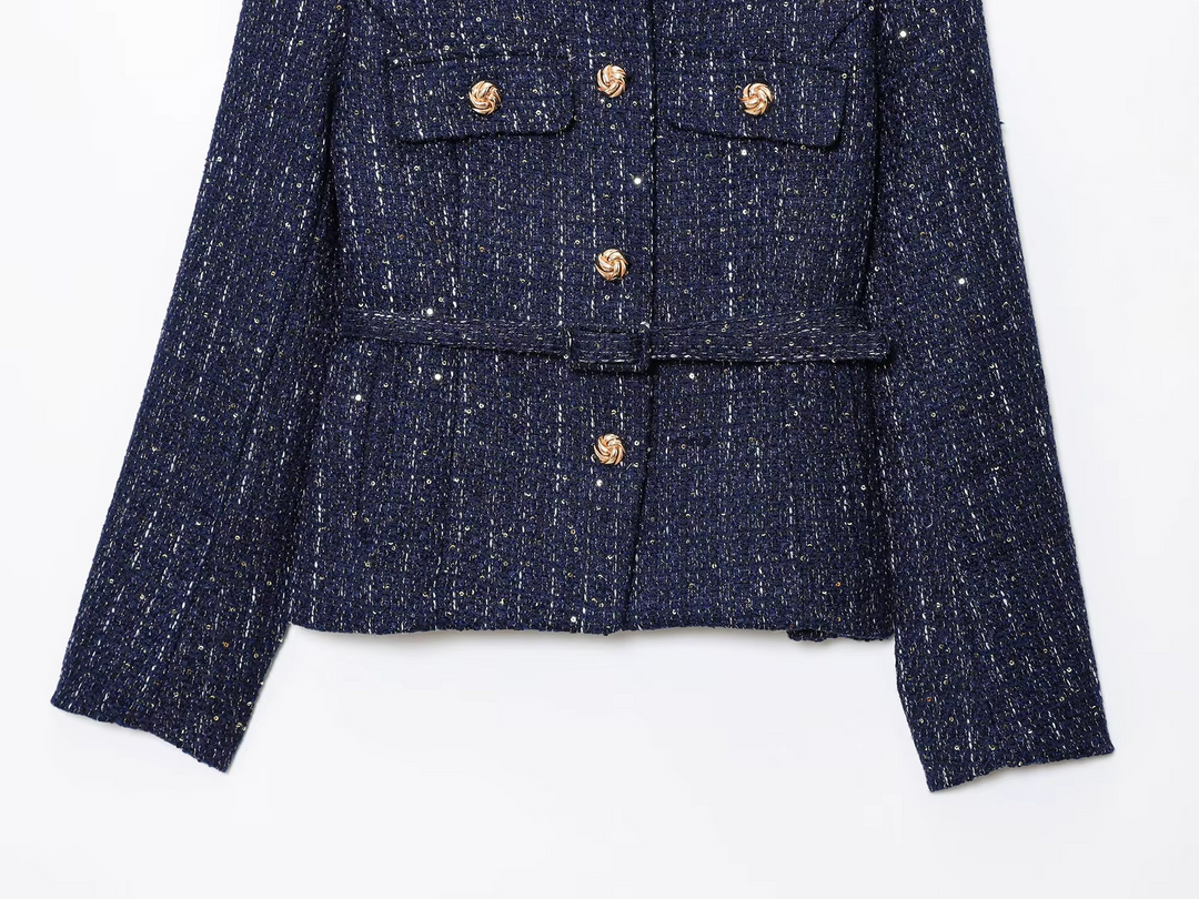 Naomi - Gold Button Round Neck Jacket