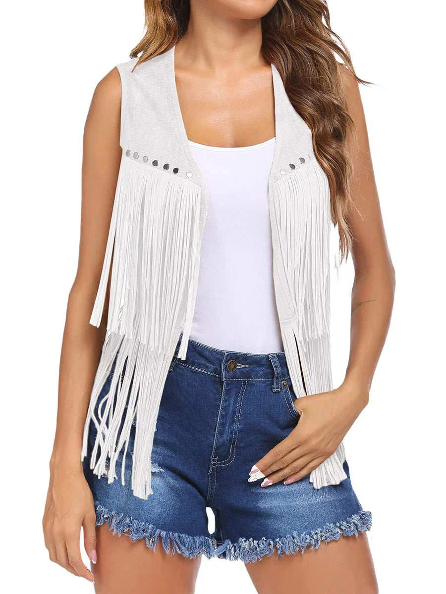 Layla - Vintage Fringe Suede Vest