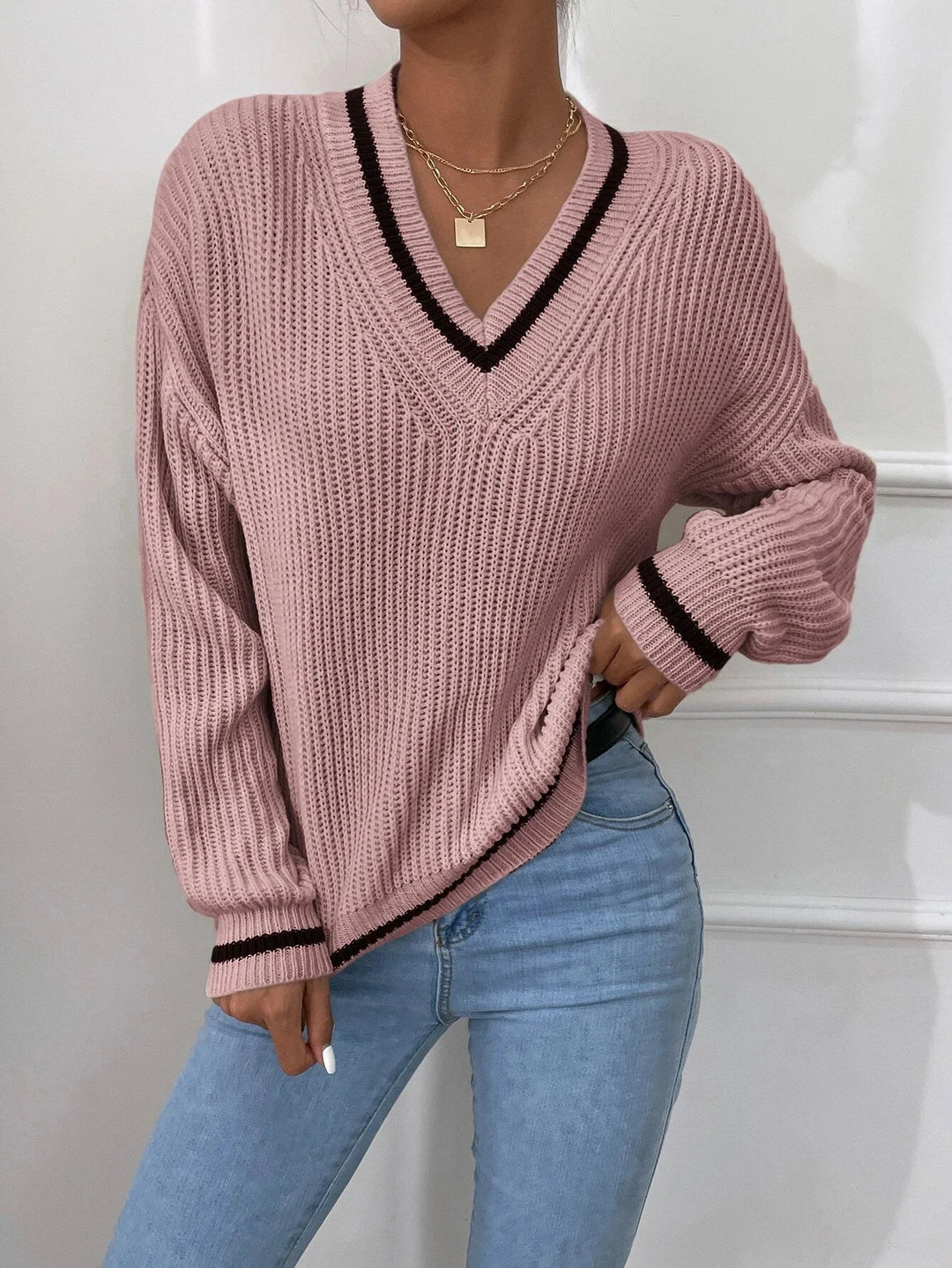 Zaria - Striped Waffle-Knit Jumper