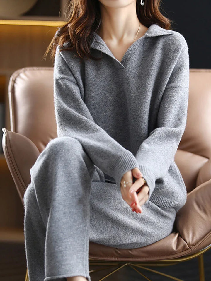 Lila - Soft loungewear set with classic collar