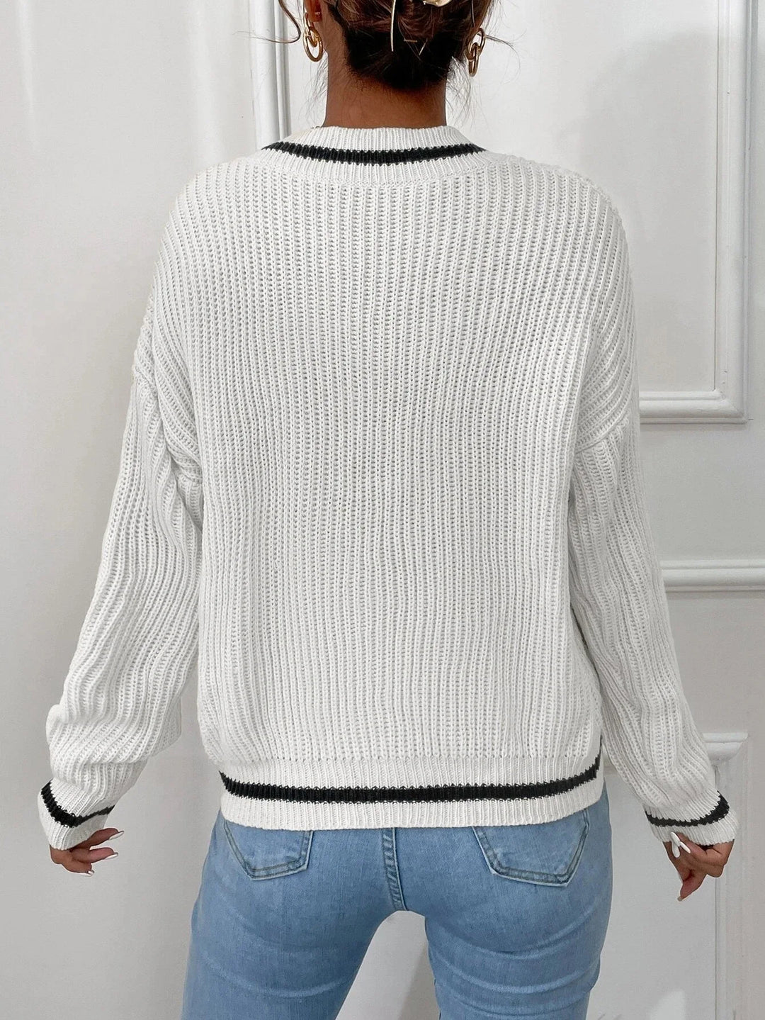 Zaria - Striped Waffle-Knit Jumper