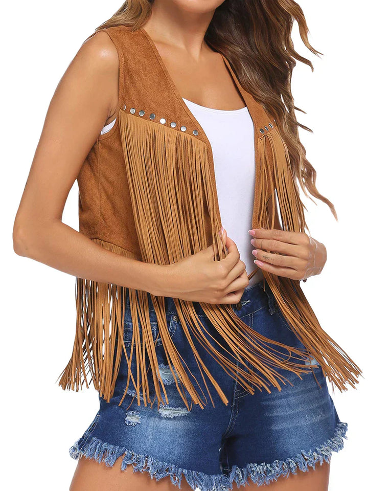 Layla - Vintage Fringe Suede Vest