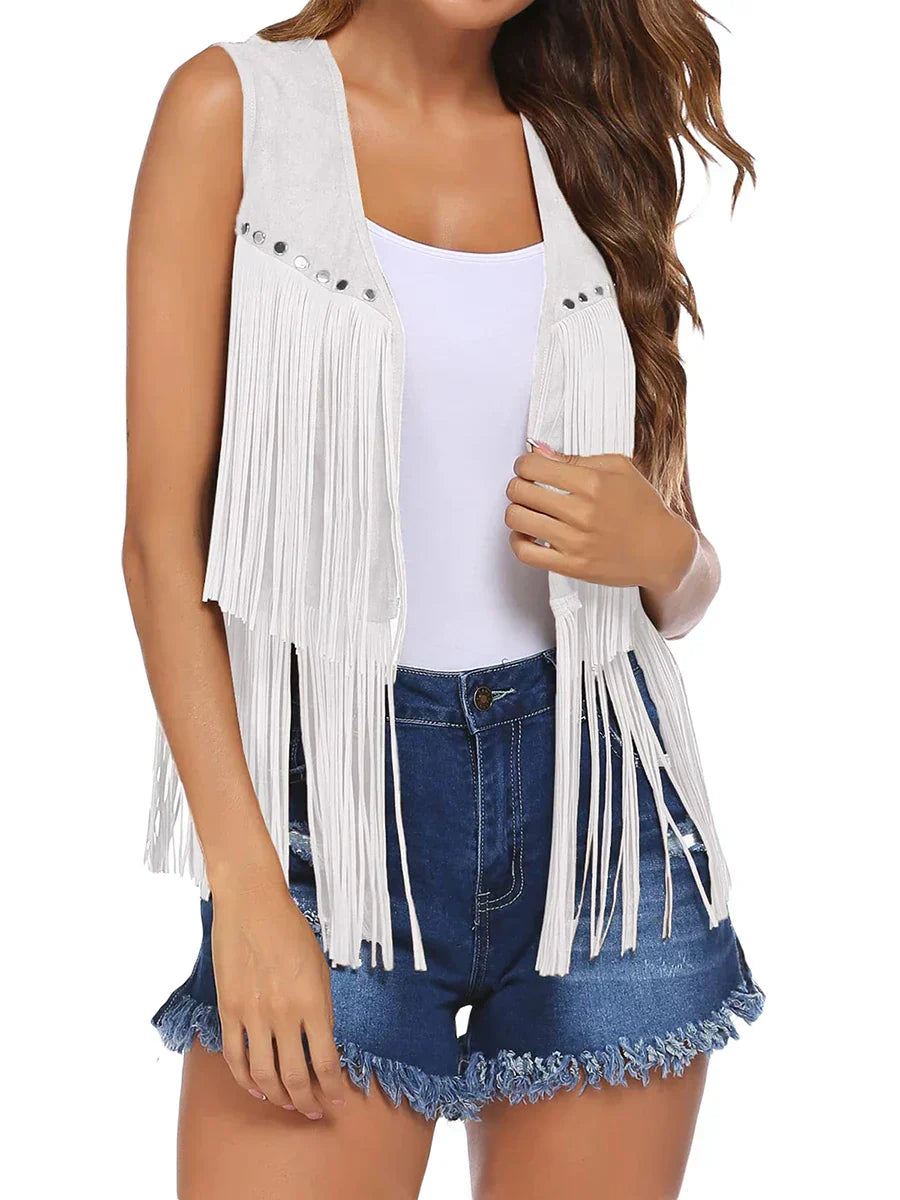Layla - Vintage Fringe Suede Vest