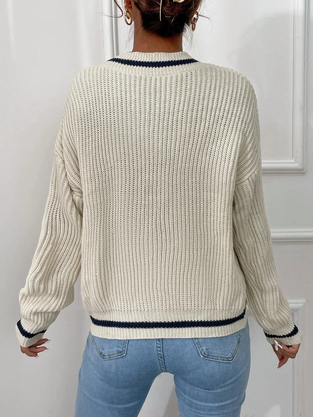 Zaria - Striped Waffle-Knit Jumper