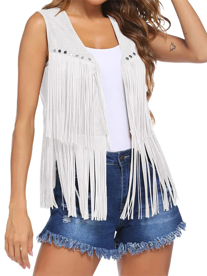 Layla - Vintage Fringe Suede Vest