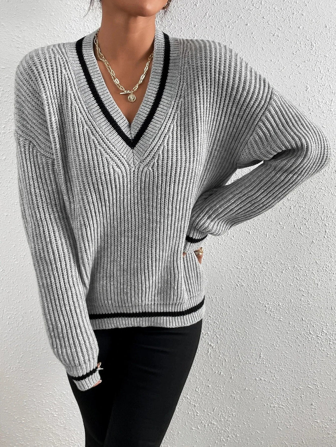 Zaria - Striped Waffle-Knit Jumper