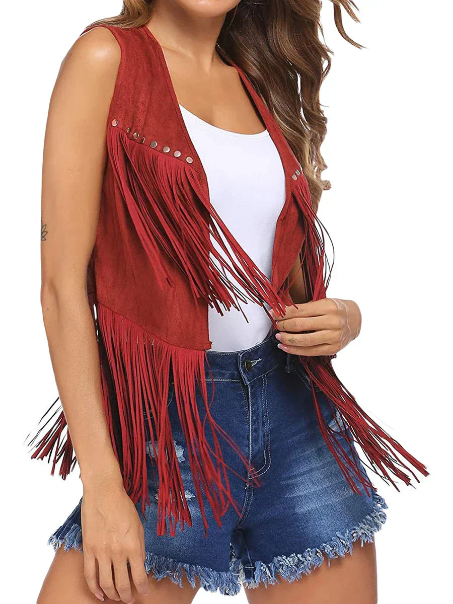 Layla - Vintage Fringe Suede Vest