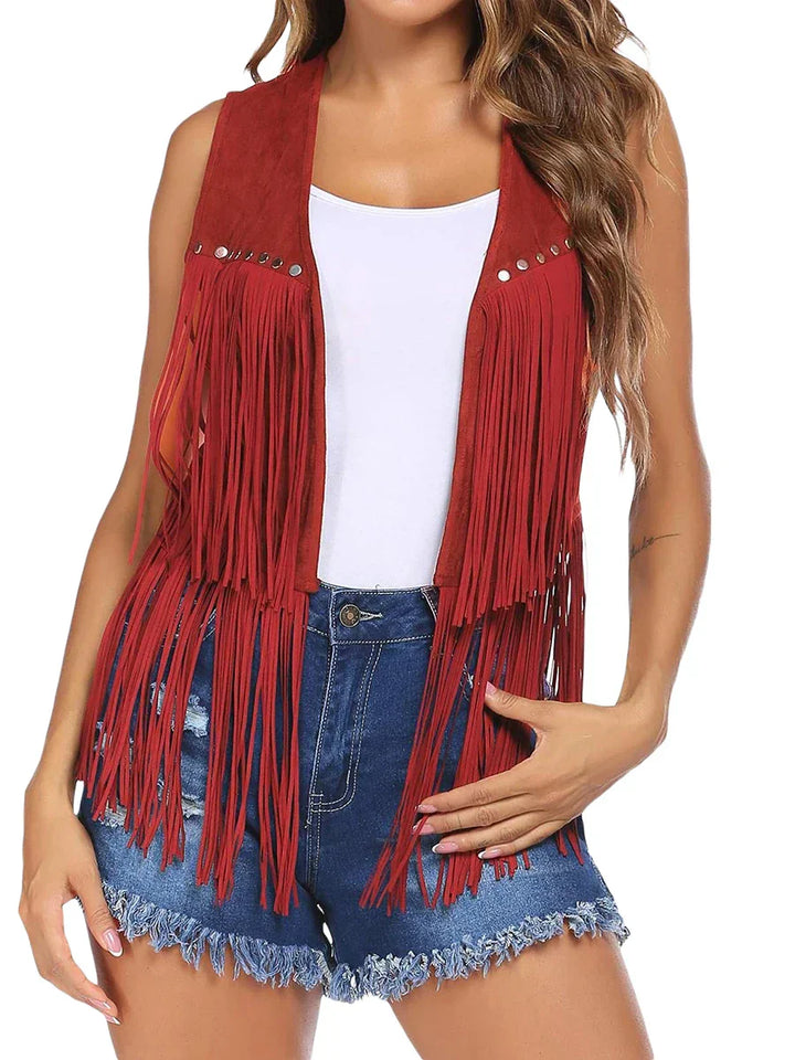 Layla - Vintage Fringe Suede Vest