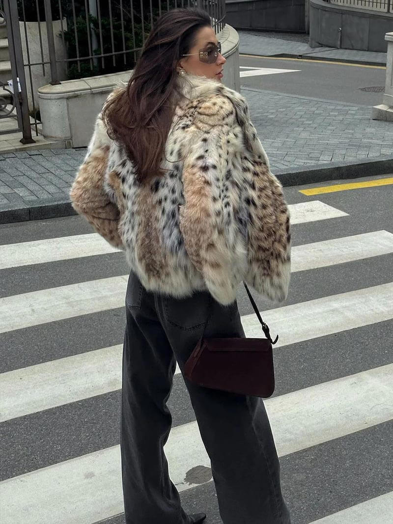 Nerissa - Leopard Print Fur Jacket