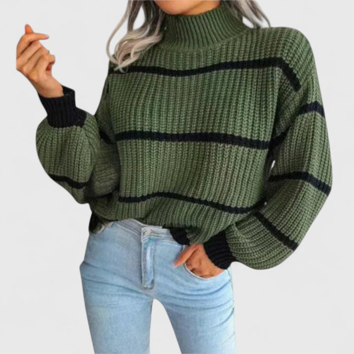 Eleanor - Turtleneck Sweater with Stripes